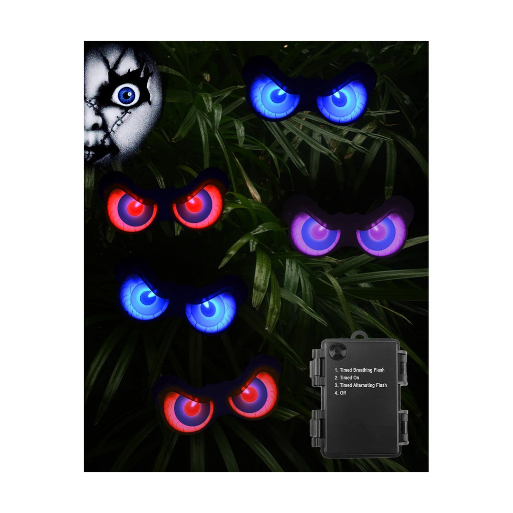 Halloween Decorations, 5 Pack Glowing & Flashing LED Eye Lights for Indoor/Outdoor Use, Bush, Yard, Window, Party