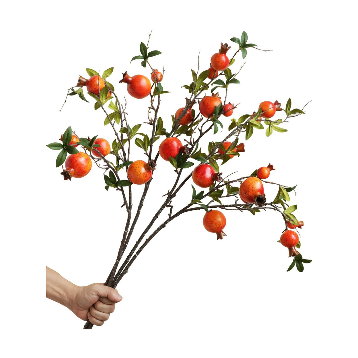 Forlaoers 4pcs 31" Orange Pomegranate Artificial Plants Fake Fruits Berry Branches Stem Fall Flowers Decorations for Living Room Dorm Decor Christmas Farmhouse Vase Arrangement Centerpiece