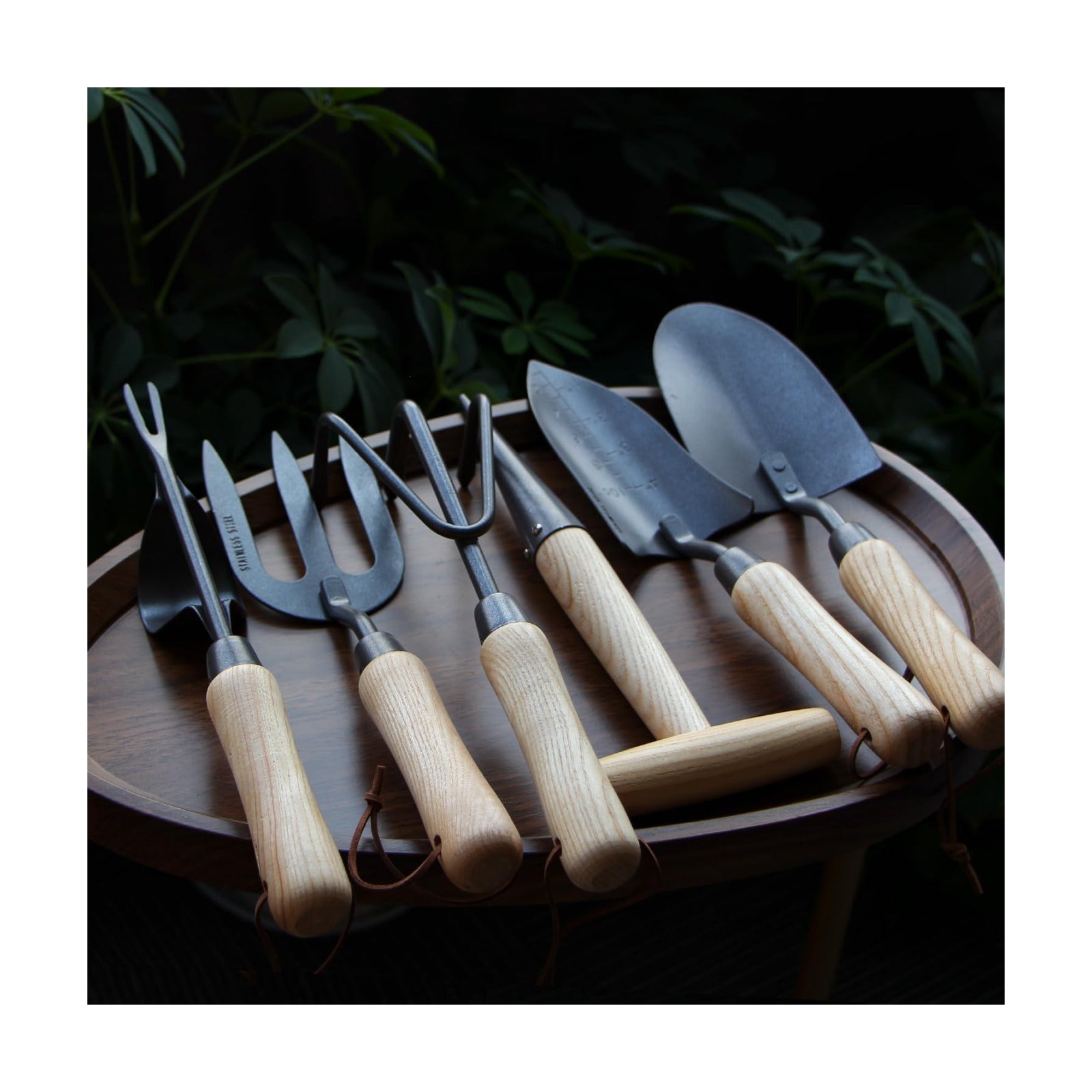 Japanese Gardening Tools Set, 6 Pcs Garden Tools Set, Black Painted Stainless Steel Heavy Duty Gardening Tools Kit