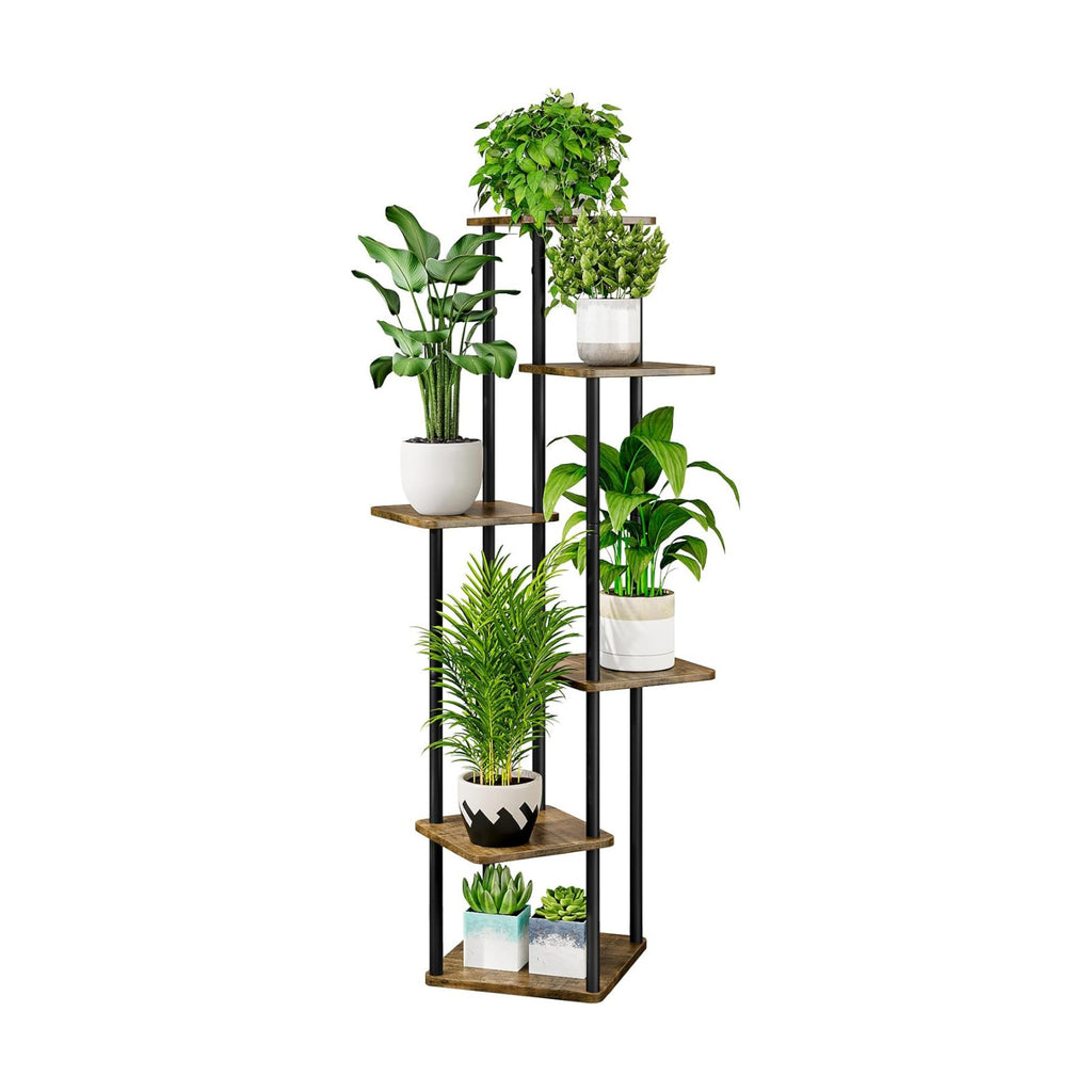 AZERPIAN 6 Tier Tall Plant Stand Indoor Corner Tiered Shelf Metal MDF Board