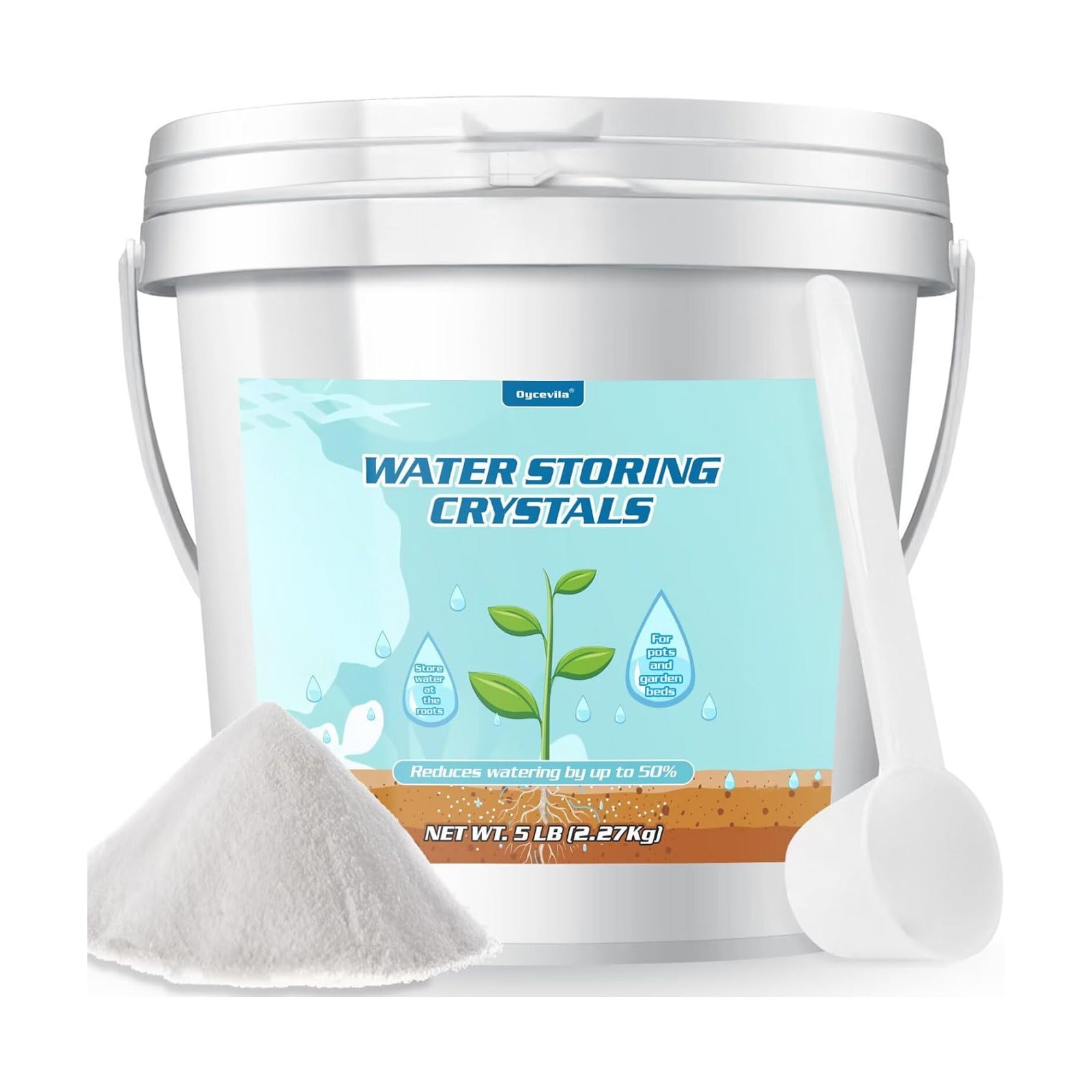 Water Storing Crystals for Plants, Keeps Soil Moist, 5LB, Fine | Soil Moisture Retention, Soil Aeration, Solve Plants