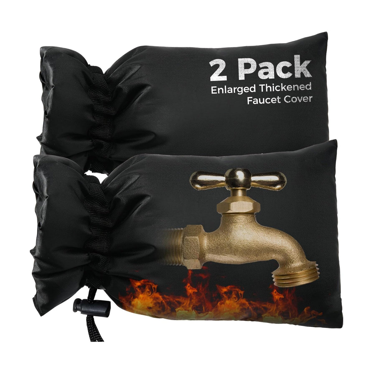Outdoor Faucet Covers for Winter Freeze Protection, 2 Pack 6.7" x 9.5" Hose Bib Cover, Water Spigot Covers Winter Insulated, Pipe Wrap Insulation Cover Socks Outside Faucet Freeze Protector