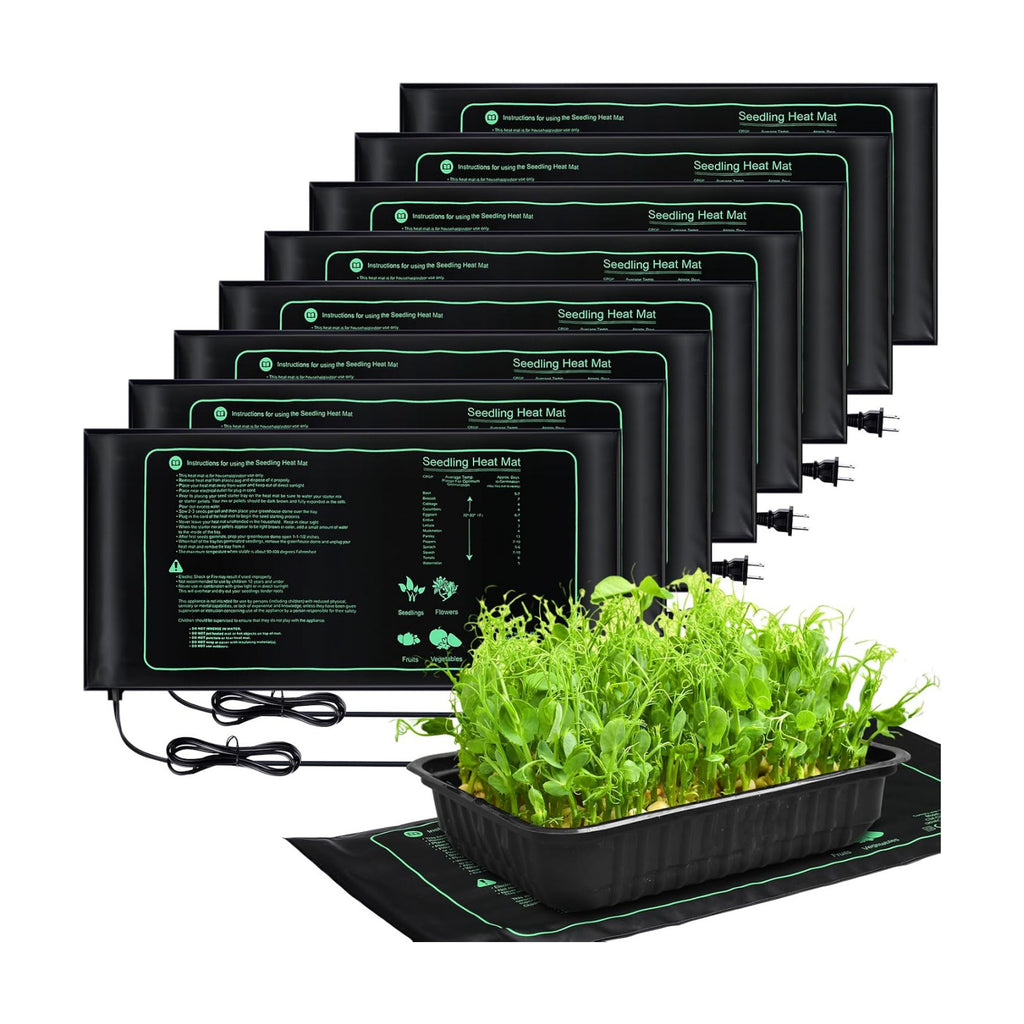 ROCEEI 8 Pack Seedling Heat Mat Bulk, 10" x 20.75" Heat Mats for Seed Starting Plant Heating Mat Grow Mats Waterproof