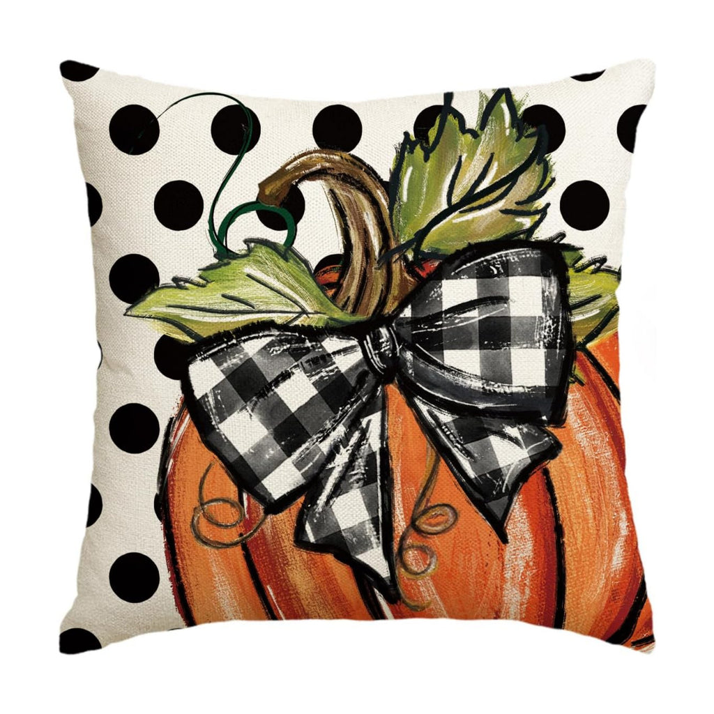AVOIN colorlife Fall Polka Dot Pumpkin Throw Pillow Cover 18x18 Inch