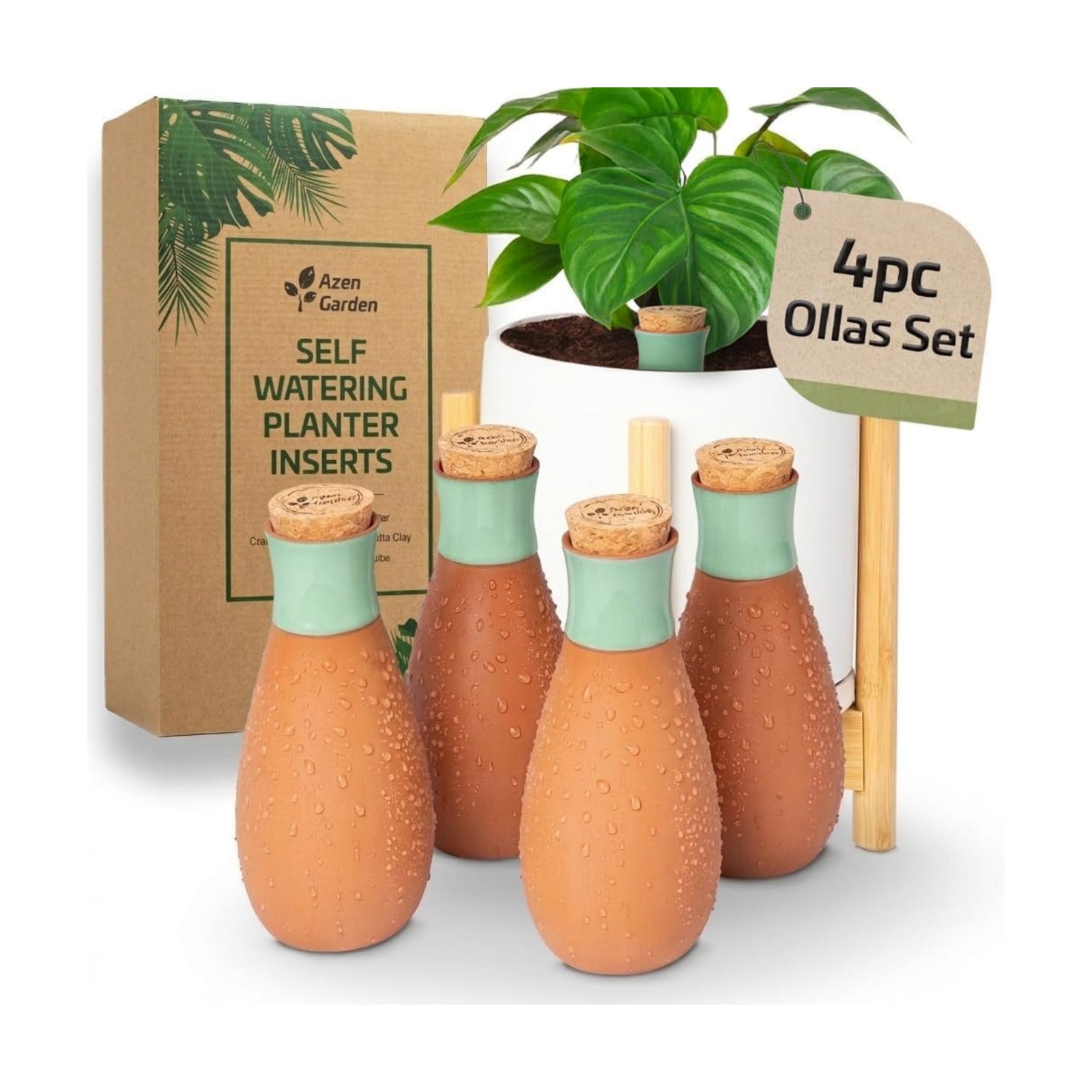 Ollas Plant Watering Globes - Terracotta Self Watering Planter Insert - Watering Bulbs for Indoor and Outdoor Plants