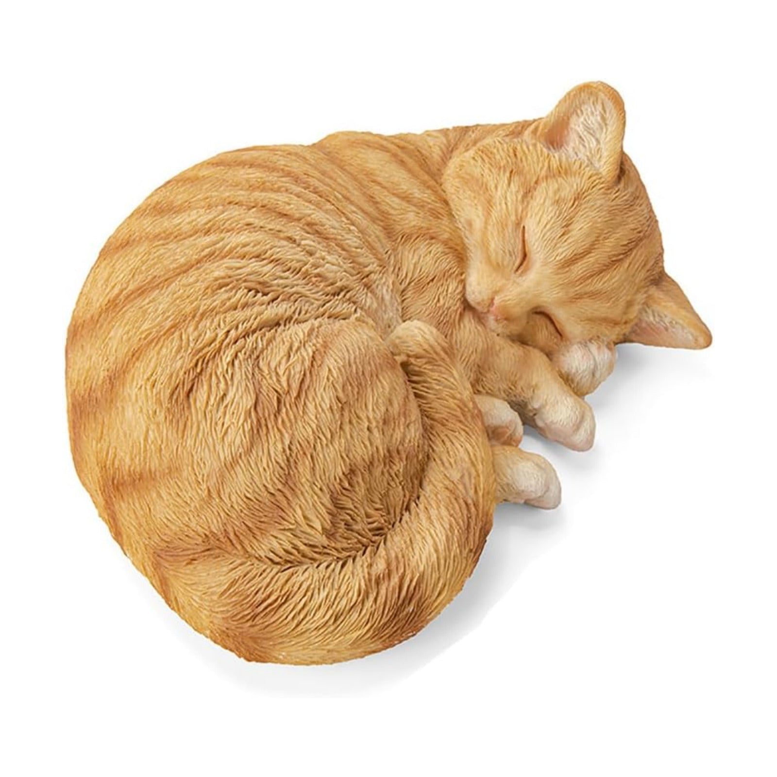 Sleeping Orange Tabby Cat Garden Statue Decor 8.27”L, Resin Realistic Sculptures Gift for Cats Lovers, Pet Memorial