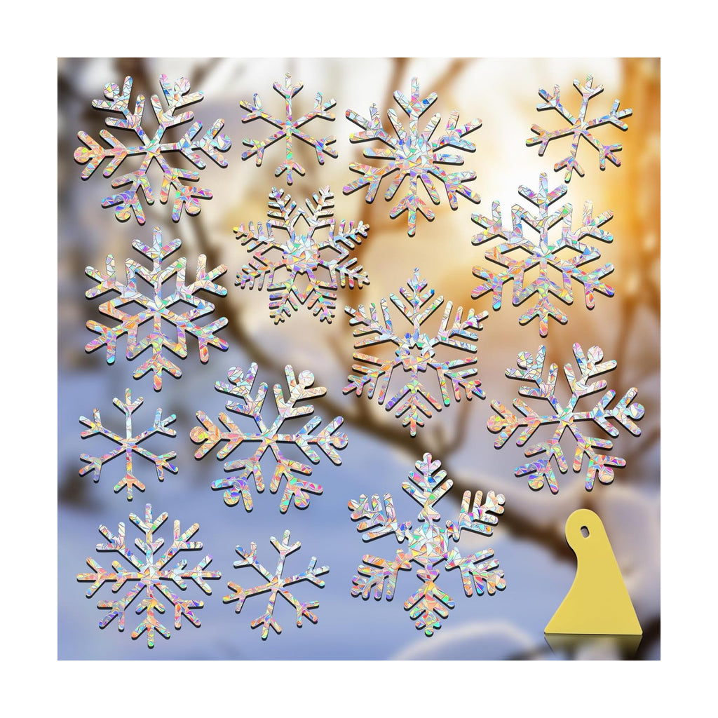 YUOROS 55 Pieces Snowflake Window Clings Christmas Window Stickers