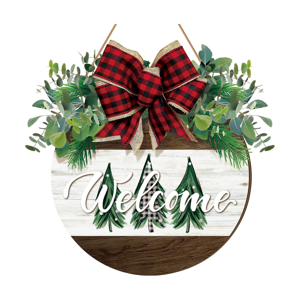 Boao Christmas Door Decorations Wooden Christmas Welcome Sign