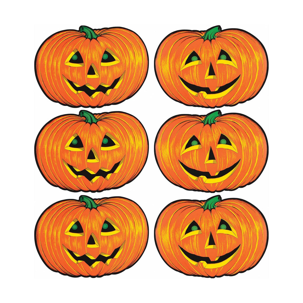 Beistle 6 Piece Paper Jack-O-Lantern Cut Outs, Halloween Party Decorations, Fall Décor, Made In USA Since 1900
