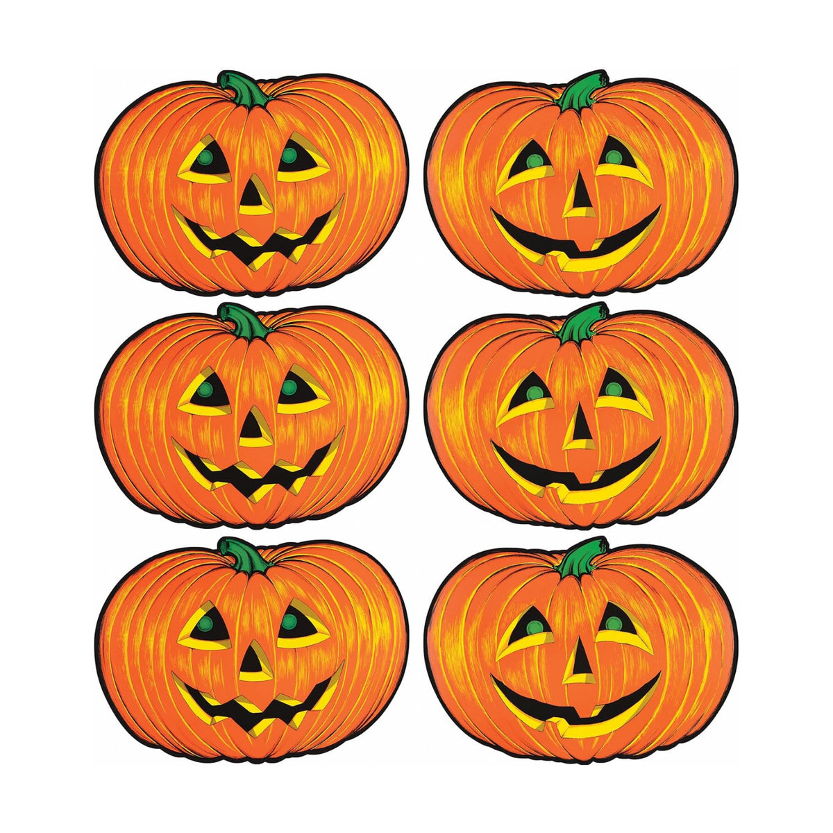 Beistle 6 Piece Paper Jack-O-Lantern Cut Outs, Halloween Party Decorations, Fall Décor, Made In USA Since 1900
