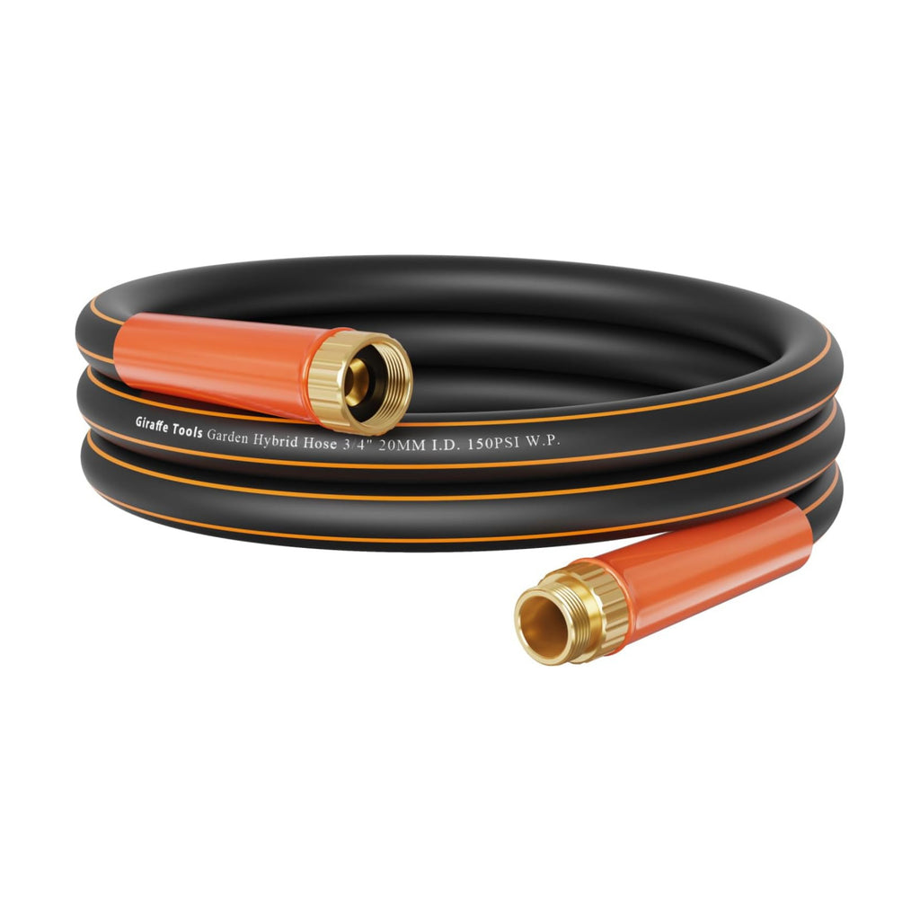 Giraffe Tools Garden Hose 12ft x 3/4" | Heavy Duty 3/4 Inch Water Hose, Flexible, Hybrid Lightweight Hose, Male to