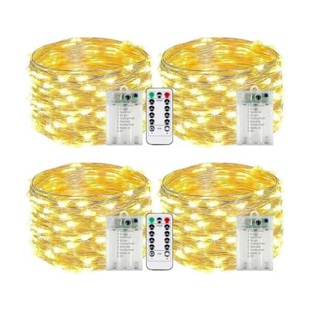 4 Pack Fairy Lights Battery Operated with Remote 16FT 50 LED String Lights