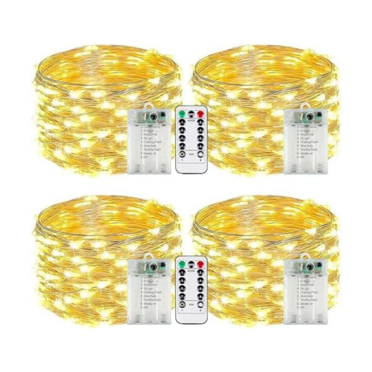 4 Pack Fairy Lights Battery Operated with Remote 16FT 50 LED String Lights