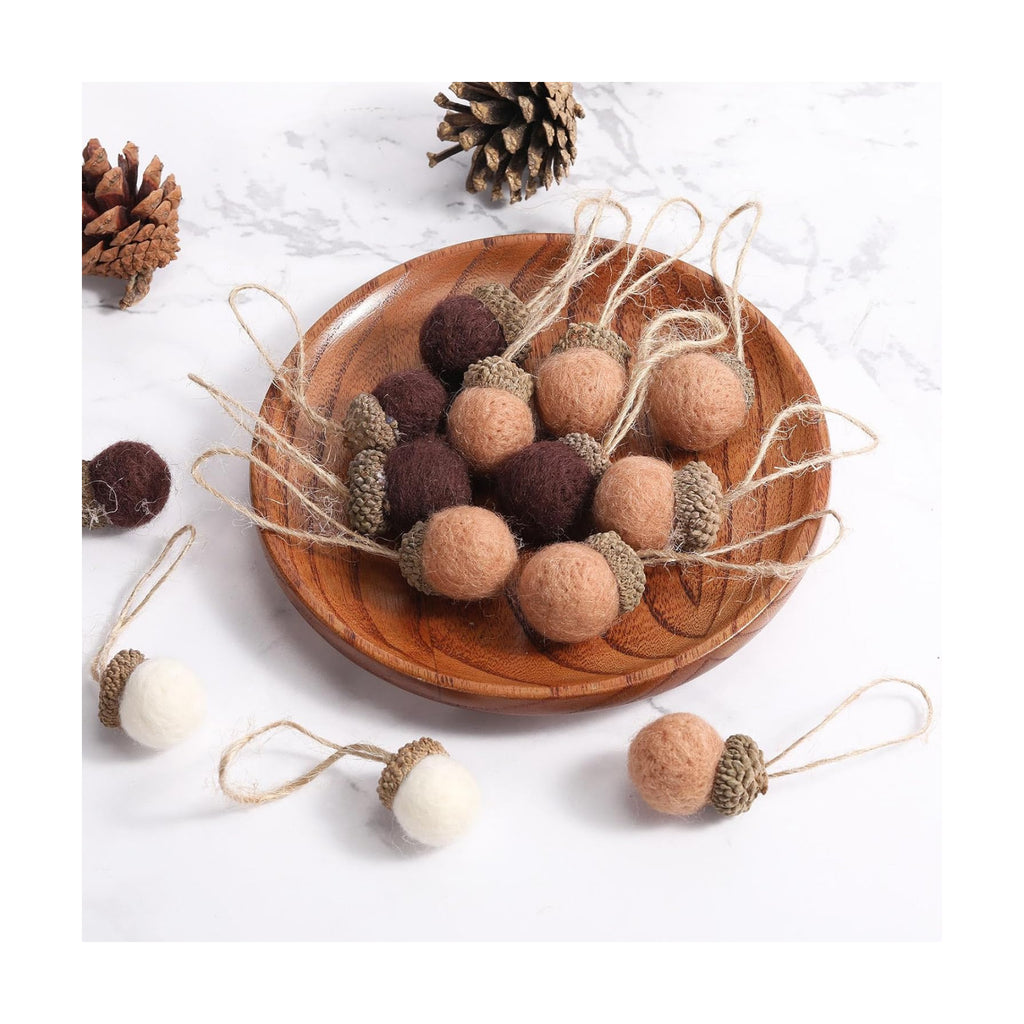 Boao 18 Pcs Felt Acorn Ornaments Fall Thanksgiving Wool Acorn Ball Decor