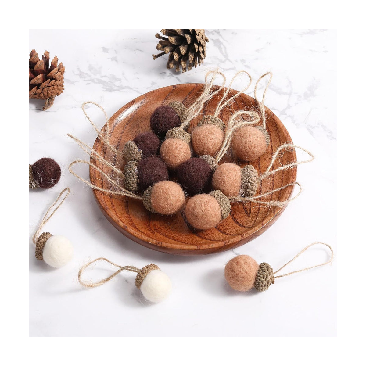 Boao 18 Pcs Felt Acorn Ornaments Fall Thanksgiving Wool Acorn Ball Decor