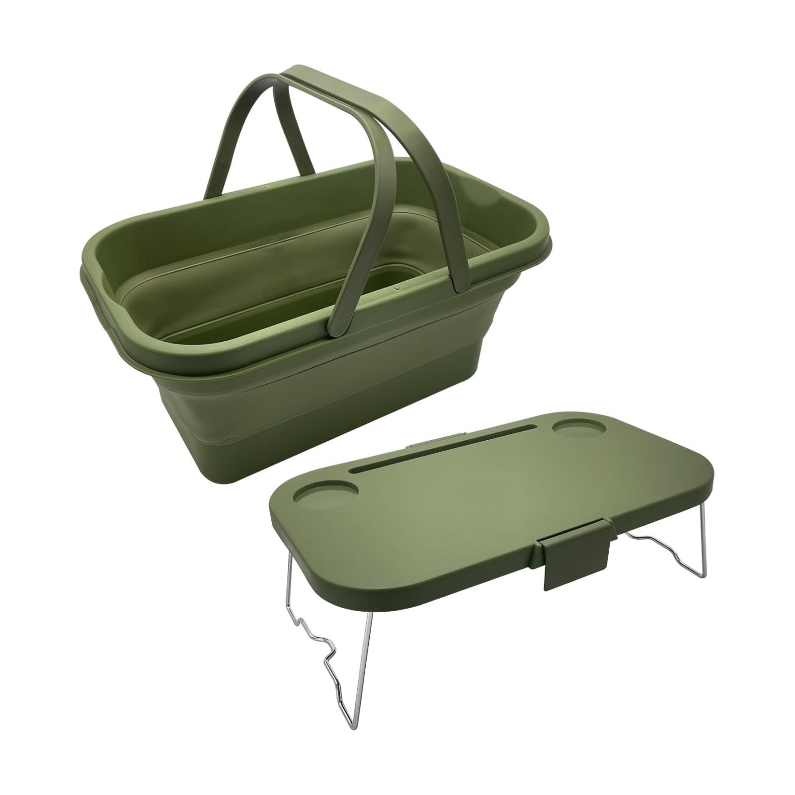 Foldable Picnic Basket Car Trunk Organiser Green | Large Capacity Camping Folding Basket with Table Can be used as Ice