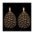 Wondise Flameless Candles with Timer, Battery Operated Flickering 3D Wick Real Wax Pine Cone Candles for Christmas Indoor Decoration, Set of 2, Brown(D3.5 x H6 Inch)