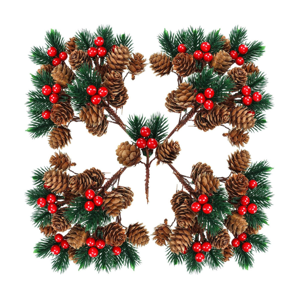 48 Pcs Christmas Floral Picks and Sprays Cone Berry Stems for Craft, Cute