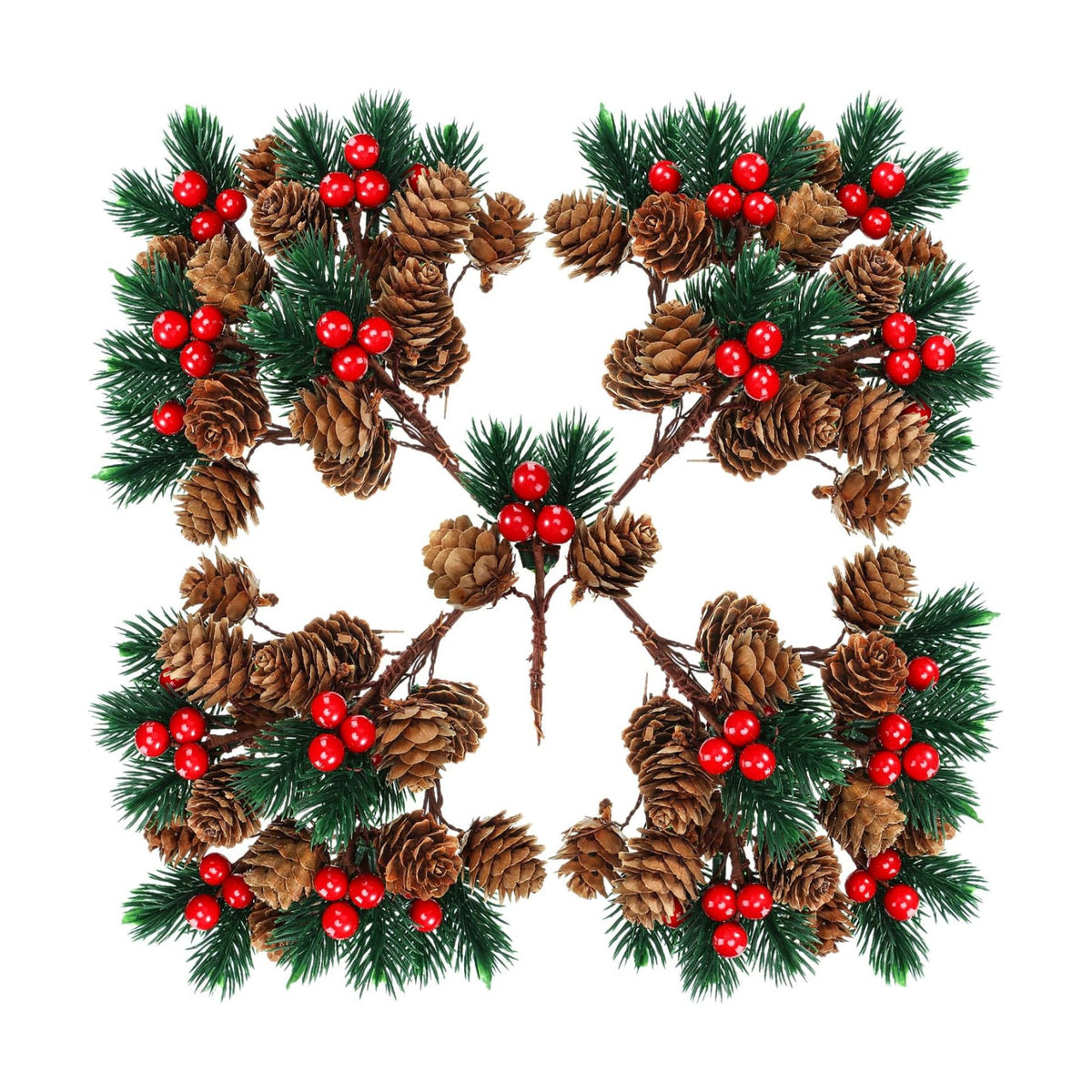 48 Pcs Christmas Floral Picks and Sprays Cone Berry Stems for Craft, Cute