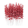 RECUTMS 36Pcs Artificial Red Eucalyptus Leaves Stems 14.6in Christmas Pick