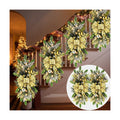Lyrow 2 Pack 24" Christmas Stairway Swag with Lights, Gold Ribbon