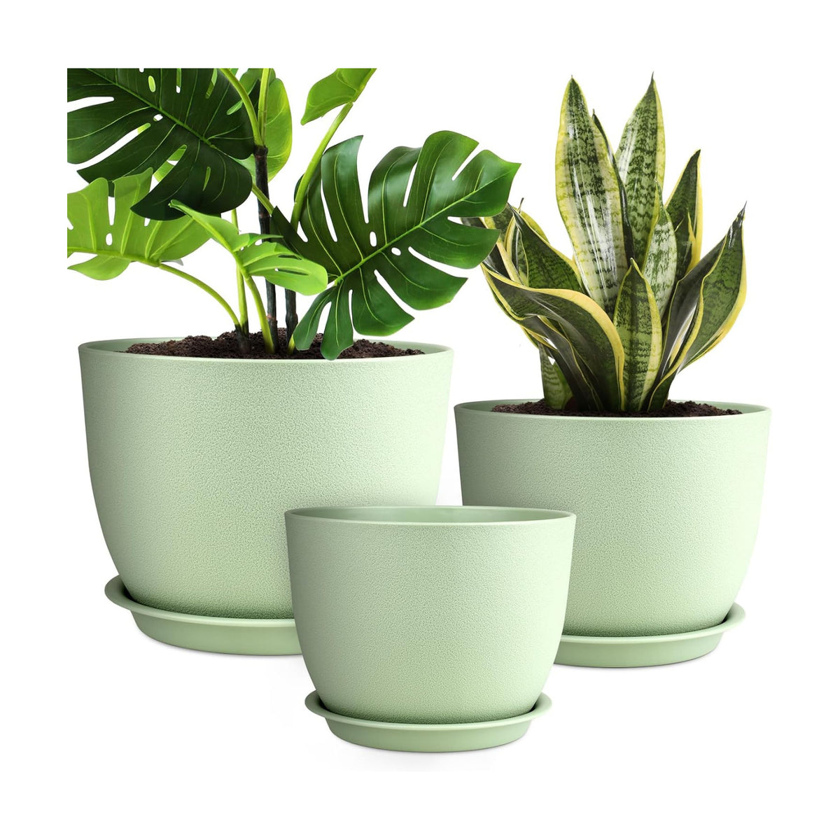 YNNICO Plant Pots 12/10/9 inch Set of 3, Flower Pots with Multi Mesh Drainage Holes, Large Planters for Indoor Outdoor