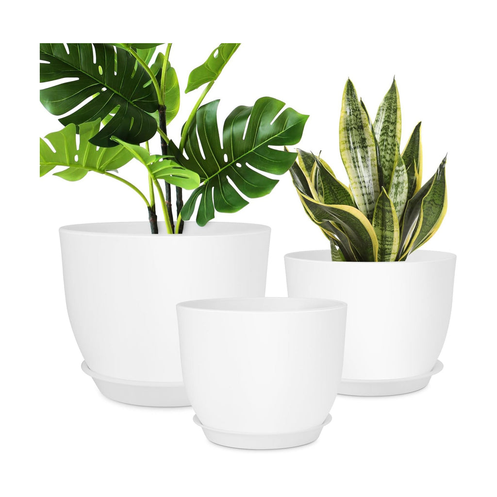 YNNICO Plant Pots 12/10/9 inch Set of 3, Flower Pots with Multi Mesh Drainage Holes, Large Planters for Indoor Outdoor