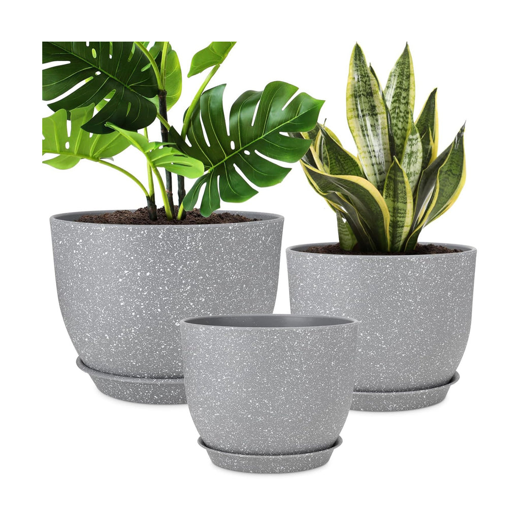 YNNICO Plant Pots 12/10/9 inch Set of 3, Flower Pots with Multi Mesh Drainage Holes, Large Planters for Indoor Outdoor