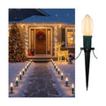 C9 LED Christmas Pathway Lights, 38FT Outdoor Warm White Pathway Markers Lights with 25 Stakes, Connectable Waterproof Outside Christmas Decorations for Xmas Party Decor Patio Yard Lawn, Garden