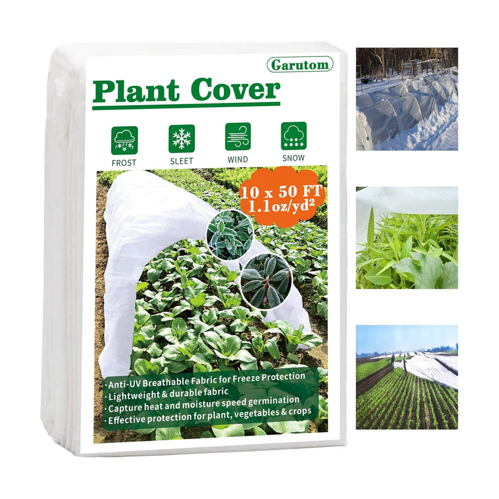 Garutom Plant Covers Freeze Protection 10ft x 50ft 1.1 oz Frost Cloth Plant Freeze Protection, Frost Blankets for