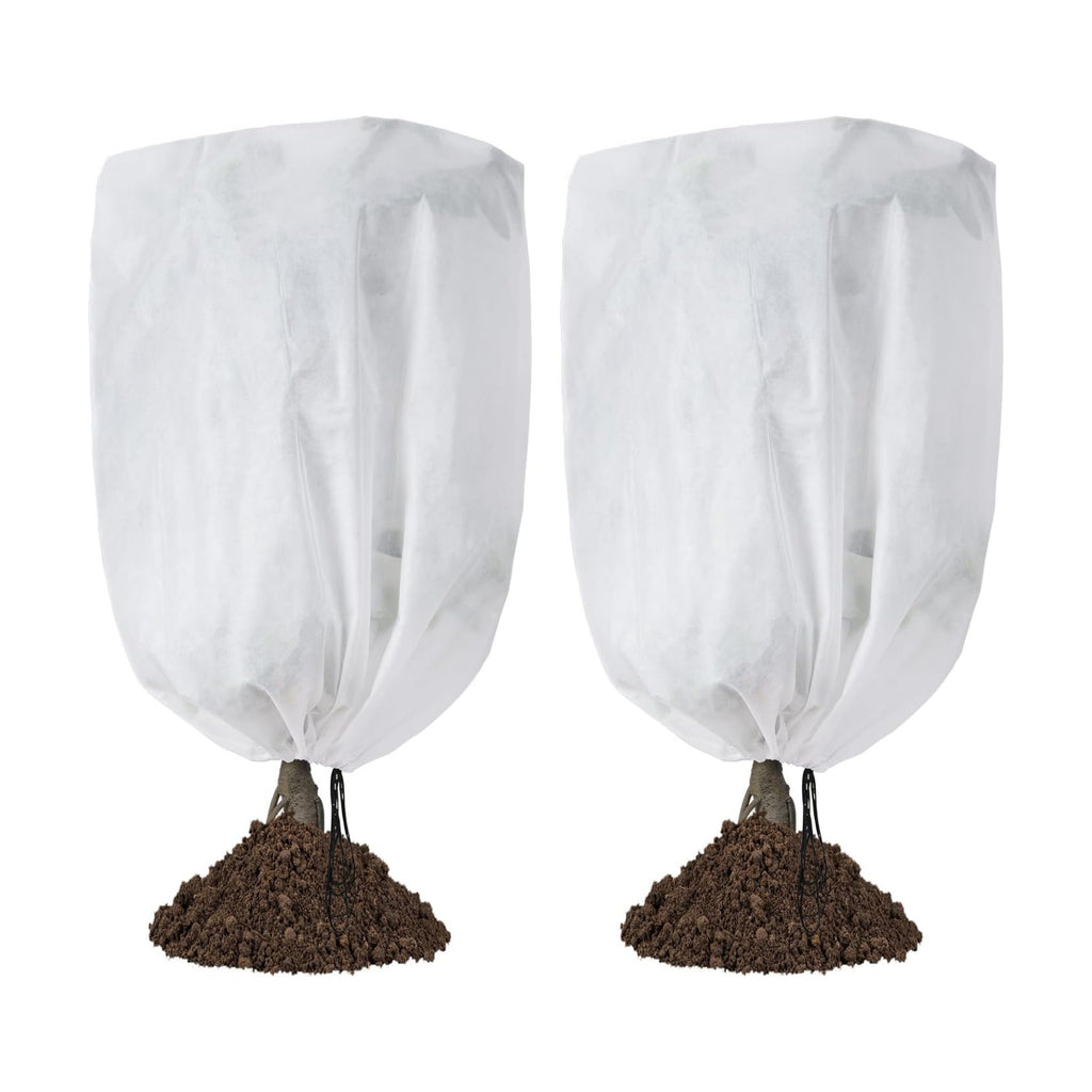 Garutom 2-Pack Plant Covers Freeze Protection 48" x 72" 2.2 oz, Frost Cloth Plants Jacket Drawstring Tree Cover for