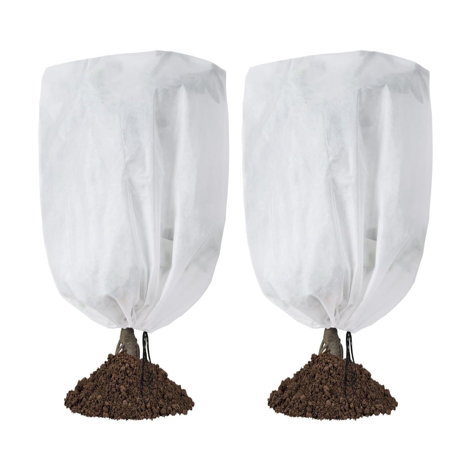 Garutom 2-Pack Plant Covers Freeze Protection 48" x 72" 2.2 oz, Frost Cloth Plants Jacket Drawstring Tree Cover for