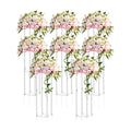 Geetery 8 Pieces Tall Acrylic Vase Wedding Centerpieces Clear Flower Stand Column Geometric Floral Vase Elegant Display Holder for Birthday Party Wedding Table Decorations (28 Inch)