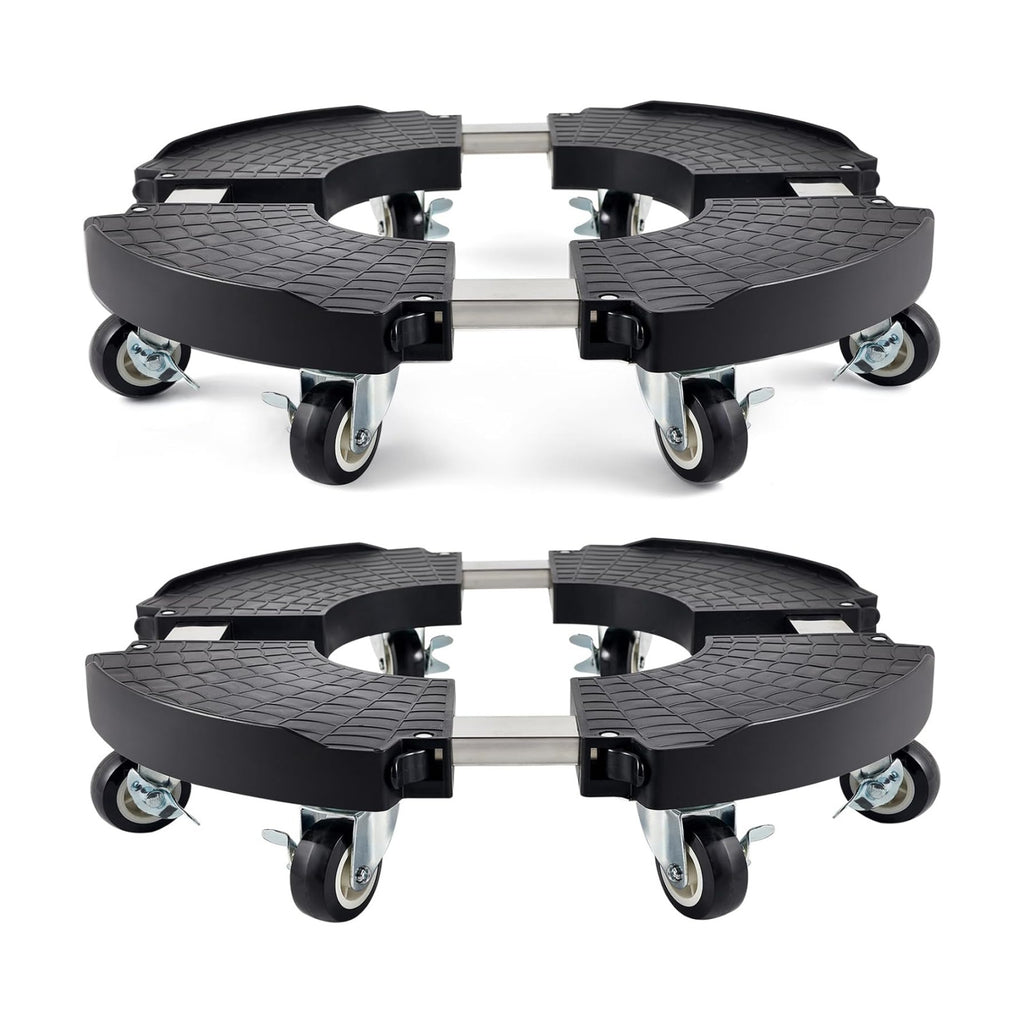 TreeGun 2 Pack Plant Caddy with Wheels Heavy Duty with 8 Lockable Casters, Rolling Plant Stand Adjustable for