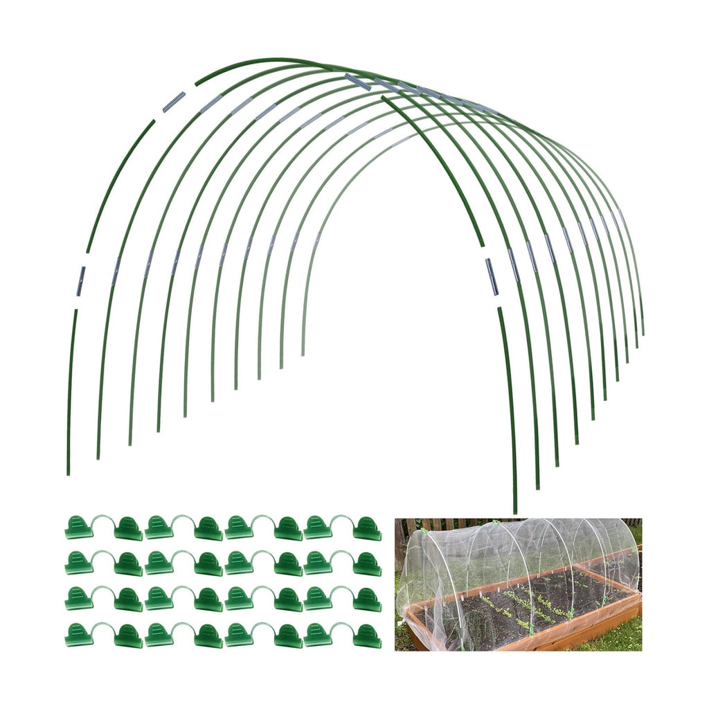 MAXPACE Greenhouse Hoops Kit, DIY 8ft Grow Tunnel, Fits Raised Garden Beds 2.7ft Wide & Up, 50 Pcs Rust-Proof