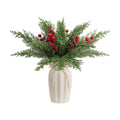 30 Pcs/Set Christmas 3D Artificial Pine Branches- 12.5 Inch Faux Evergreen Cedar Sprigs Branches- Fake Foliage Pine Needles Picks with Artificial Red Berry Stems for DIY Christmas Decoration