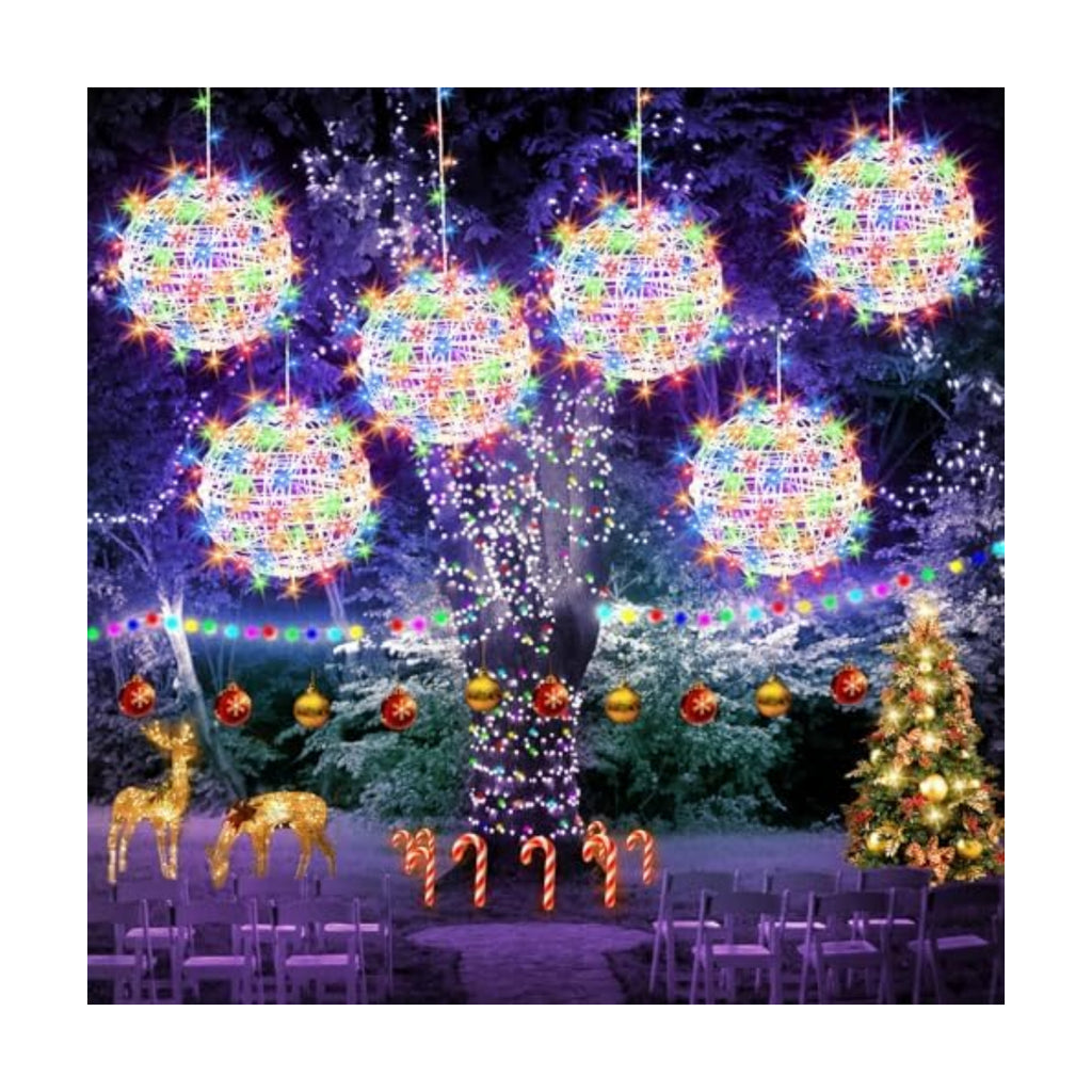 Baung Christmas String Lights Outdoors,4 Pack 11.81" Sphere Lights,Ball Tree Garden Globe Lights for Home, Party, Christmas, Porch Patio,Wedding, Garden,Tree Decoration with Plug