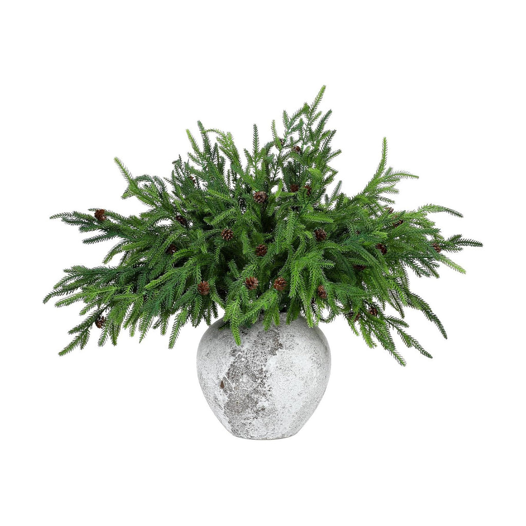 Yinder Xmas Artificial Norfolk Pine Branches with Pine Cones, 16 Pcs