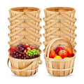 Marsui 10 Pcs Large Wooden Apple Basket 11 x 6.5'' Round Wicker Bushel Baskets with Handle, Farmers Market Basket for