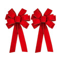 2 Pcs Large Christmas Bow, 31" x 11" Golden Edged Red Velvet Wreath Bow