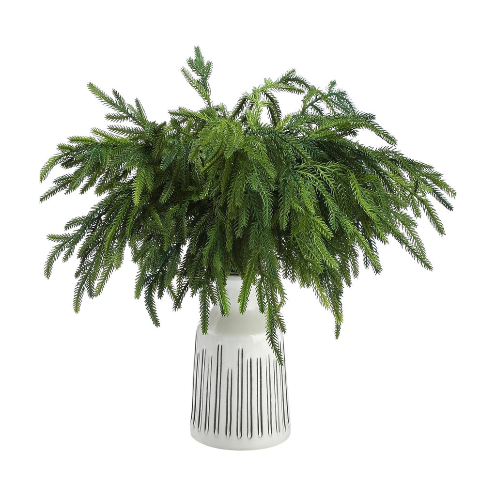 Jutom 12 Pcs Artificial Christmas Norfolk Pine Branches Stems, 18 Inches