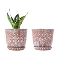 Gepege Ceramic Plant Pots, 6 Inch Indoor Planters with Drainage & Saucers | Ceramic pots for plants with drainage