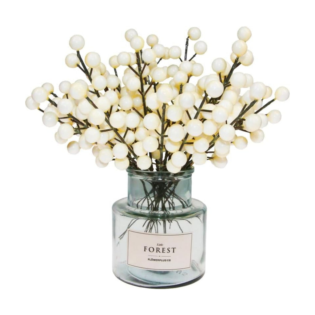 Tinsow Artificial Red Berry Stems Christmas Holly Berry Branches Red Carrion Picks for Holiday Home Decor and Crafts (Ivory, 30)