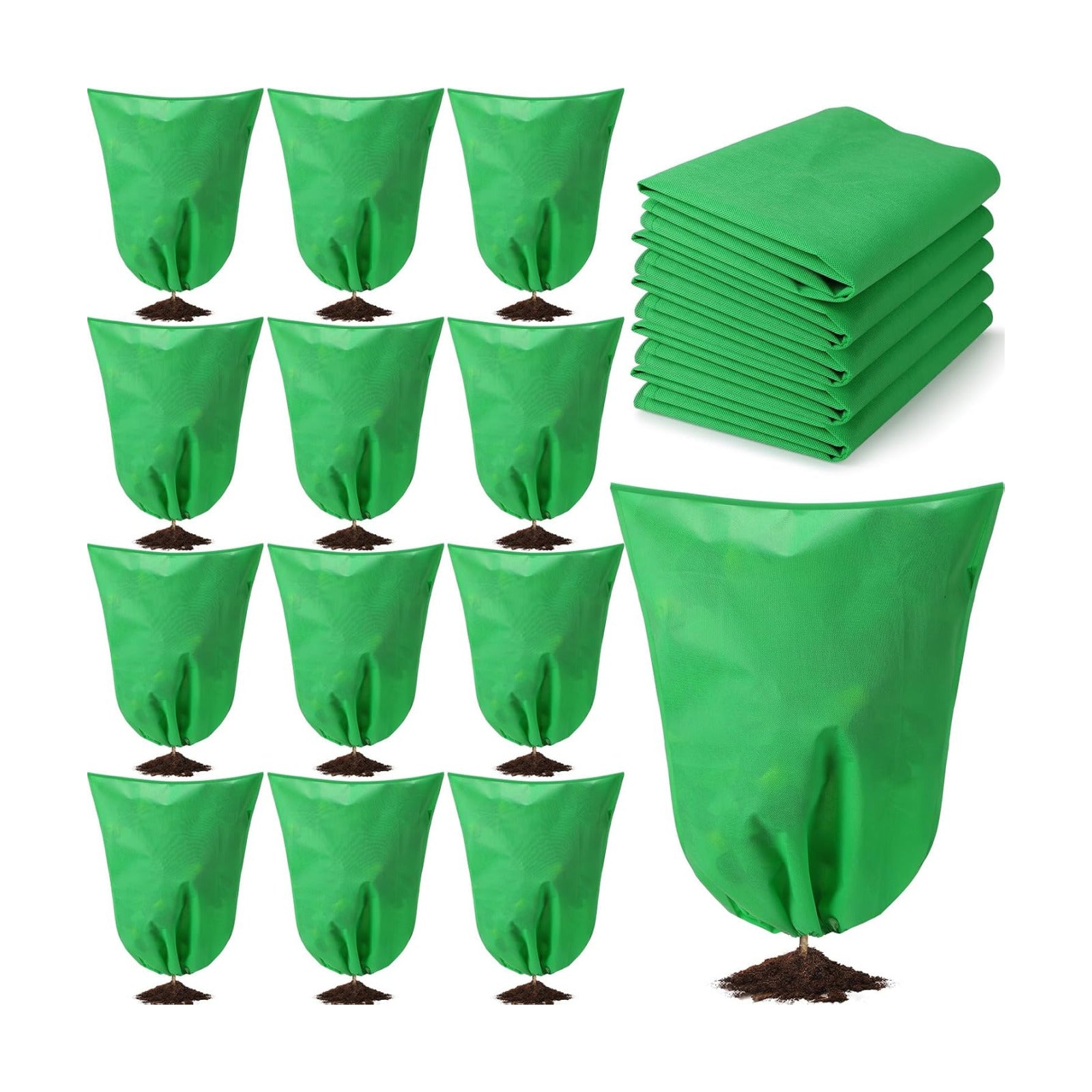 12 Packs Winter Plant Covers Freeze Protection Drawstring Tree Cover 23.62 x 31.5 in Large Reusable Frost Protection