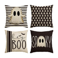 AVOIN colorlife Halloween Hey Boo Cute Ghost Spooky Throw Pillow Covers, 20 x 20 Inch Horror Scary Cushion Case for Sofa Couch Set of 4, Black
