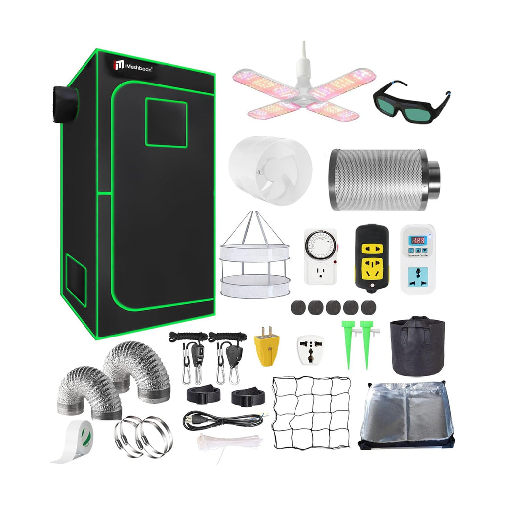24"x24"x55" Grow Tent Kit, Indoor Grow Tent Complete System High Reflective Mylar Growing Tent +Full Spectrum LED Grow