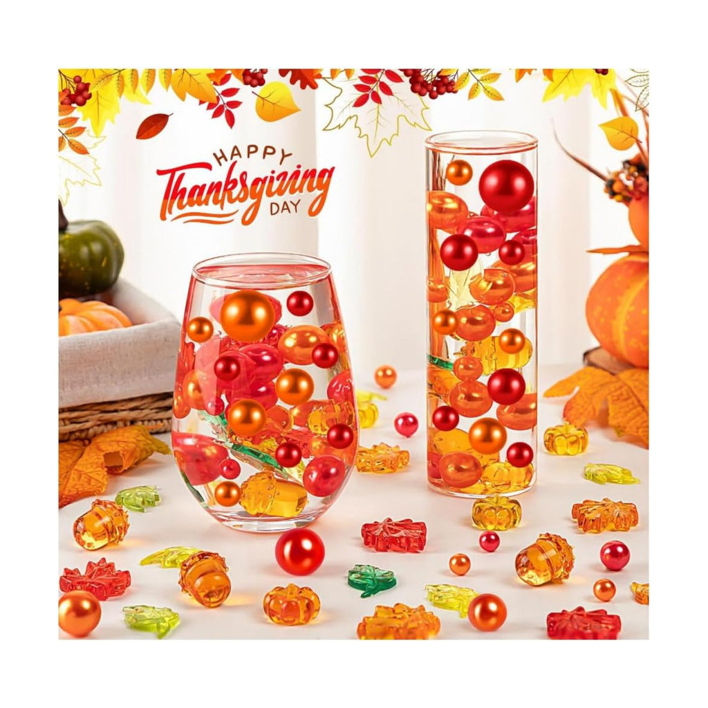 120Pcs Fall Vase Filler, Thanksgiving Faux Pearls for Table Centerpieces
