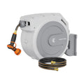 Giraffe Tools Retractable Garden Hose Reel 1/2"130FT Wall Mount Light Grey | Any Length Lock,Auto Rewind System,180°