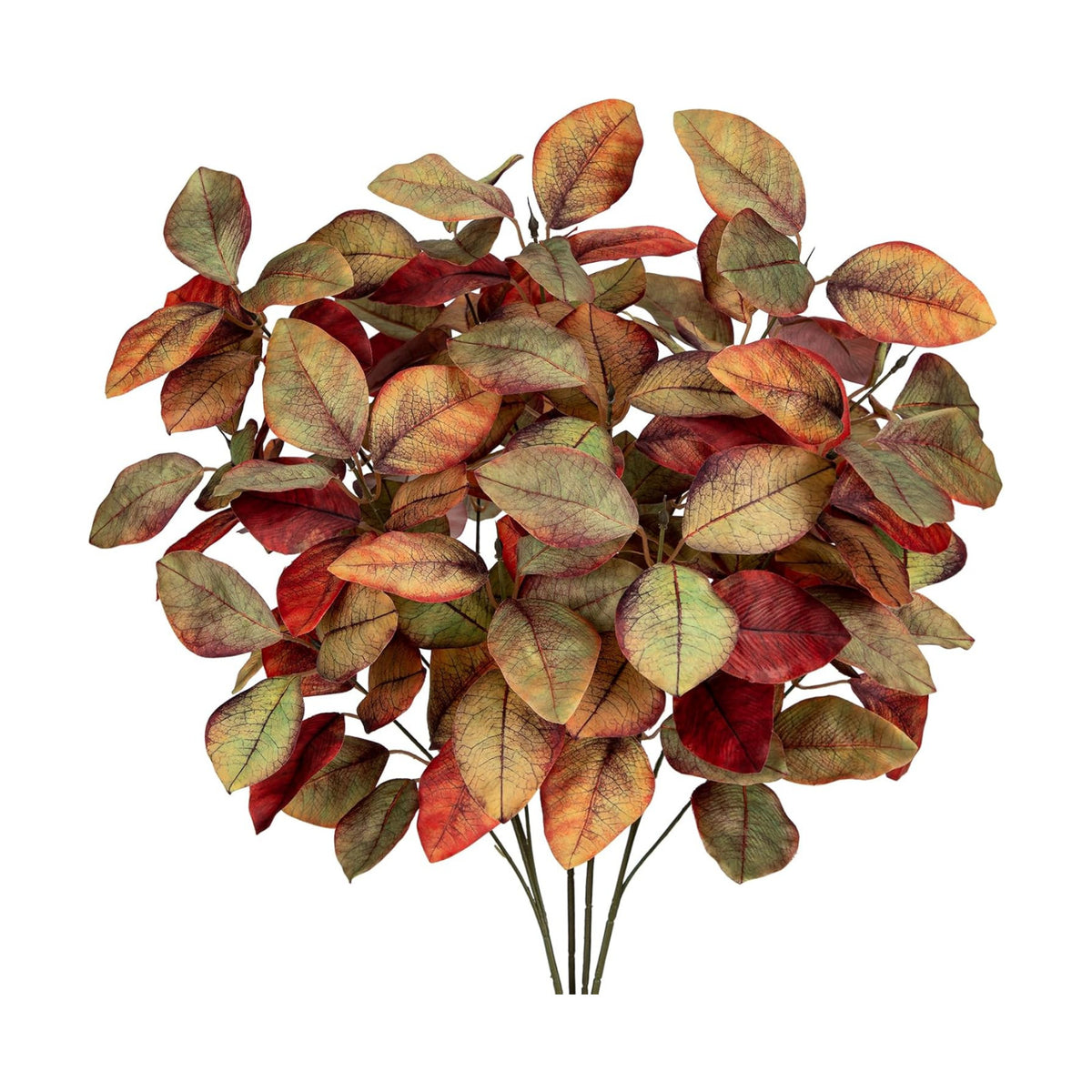 Briful 5 PCS Fall Leaves Artificial Magnolia Leaf Branches, 26" Autumn Fake Plant Stems for Vase Floral Arrangement Kitchen Table Home Fall Decoration