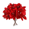 Sggvecsy 10Pcs Christmas Glitter Flowers Christmas Tree Ornaments Artificial Poinsettia Flower Velvet Magnolia Stems Floral Picks for Xmas Wedding DIY Crafts Wreath Party Floral Decorations (Red)